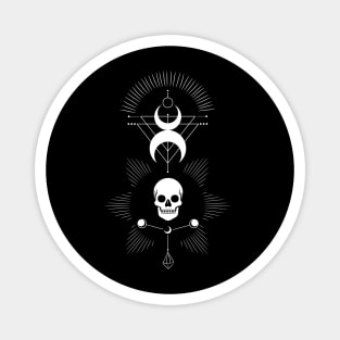 Skull & Moon • Witchcraft Symbol • White Magnet